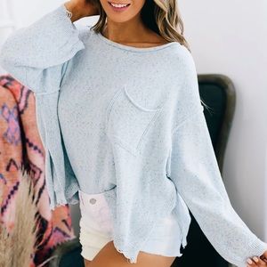 CONFETTI KNIT SWEATER (MISTY BLUE)
